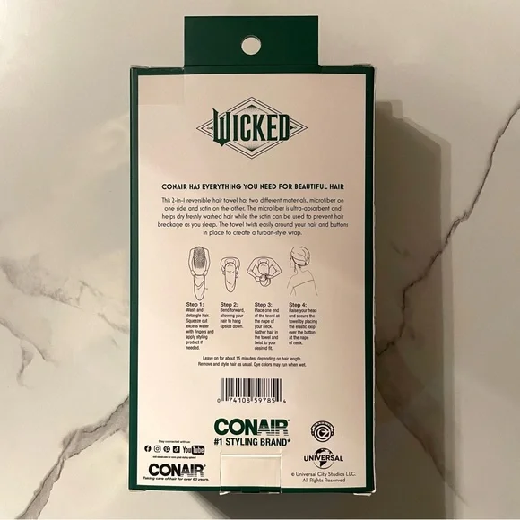 Wicked Glinda Self-Care Collection: Satin Sleep Set, Hair Towel, Spa Headband - Picture 13 of 16